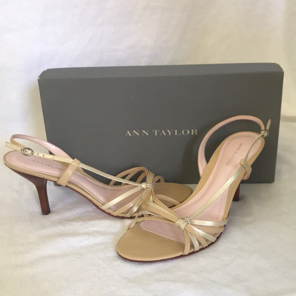 Ann Taylor Gold and Nude Strappy Heels